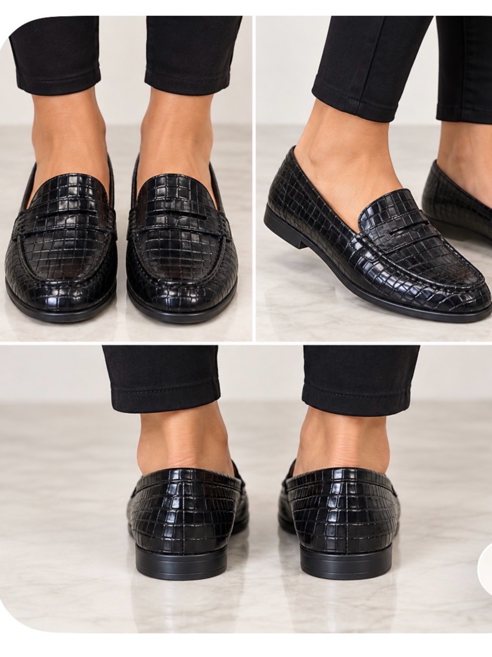 Katy Perry Collections Men’s Black Croc-Embossed Penny Loafers